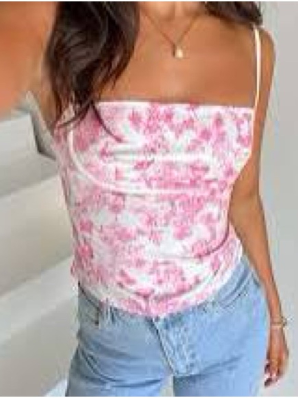 Beginning Boutique Pink Floral Square-Neck Cami